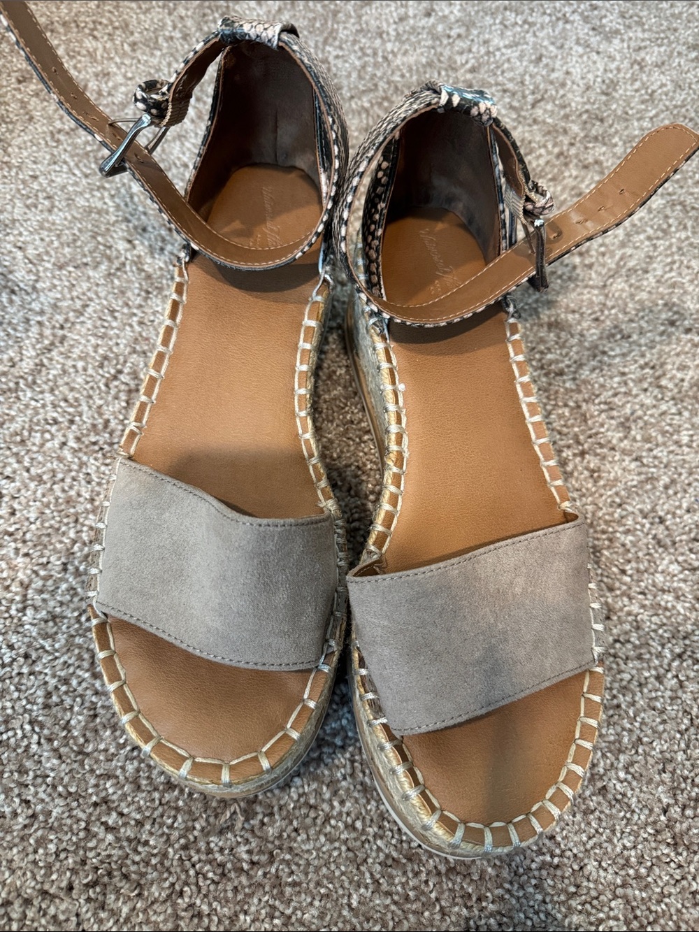 Universal Thread Taupe Suede Espadrille Ankle-Strap Sandals
